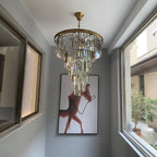 27 Inch Crystal Prism Tiered Chandelier - Helix