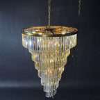 36 Inch Crystal Prism Tiered Chandelier - Helix