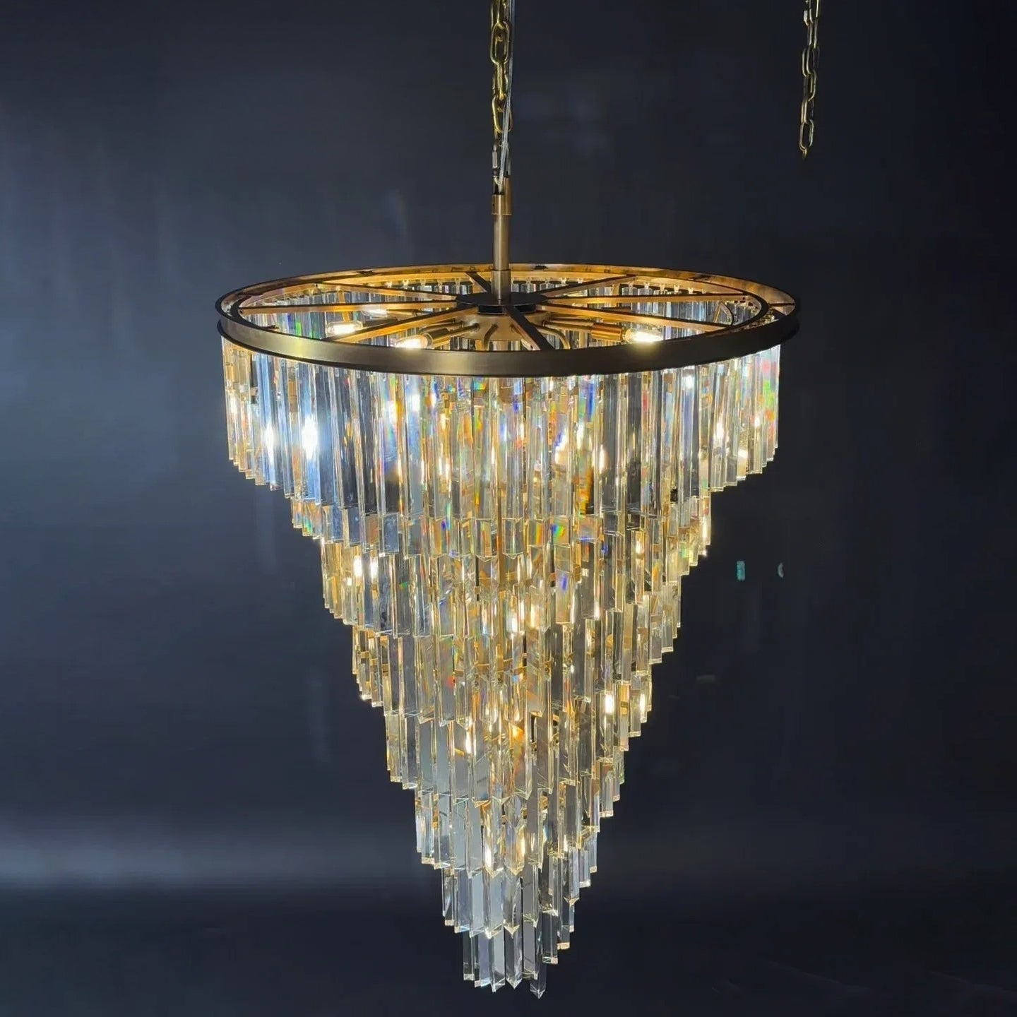 36 Inch Cristal Prism Tiered Chandelier - Helix