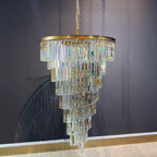 36 Inch Crystal Prism Tiered Chandelier - Helix