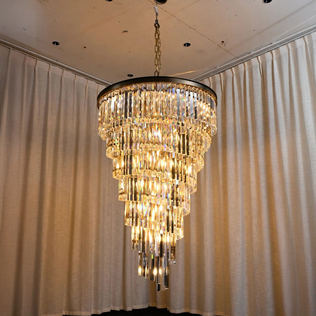 36 Inch Crystal Prism Spiral Chandelier - Helix