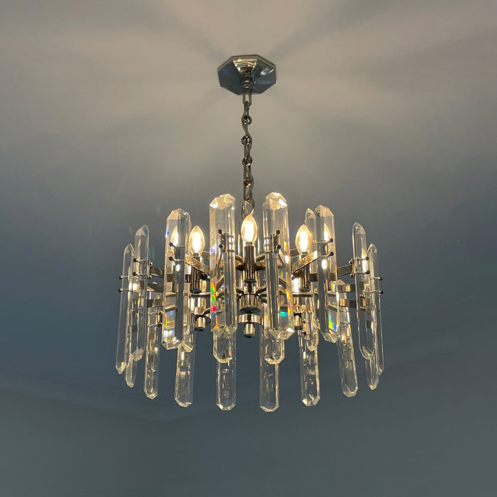 24 Inch Crystal Prism Candle Round Chandelier - Bonnington
