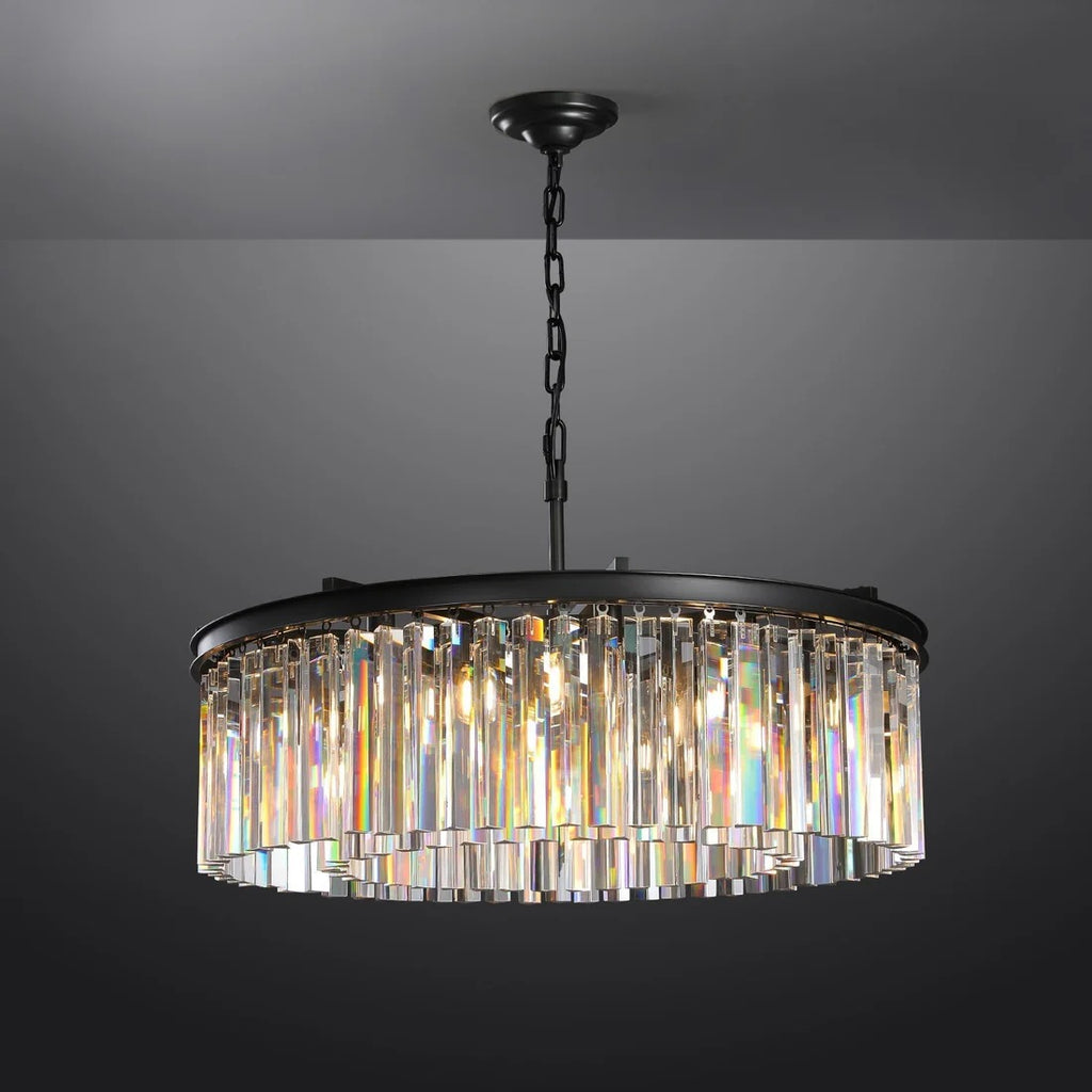 32 Inch Crystal Prism Round Chandelier - Rhys