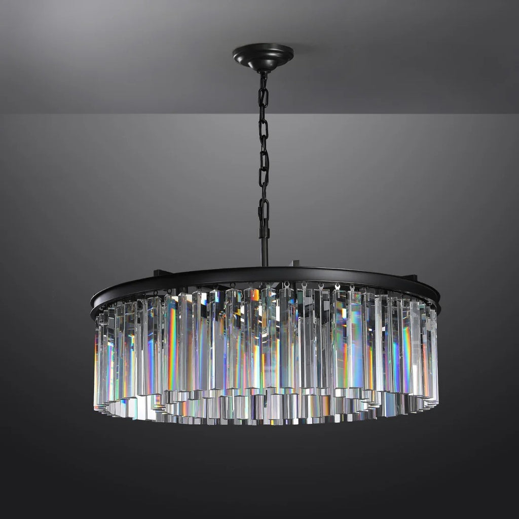 32 Inch Crystal Prism Round Chandelier - Rhys