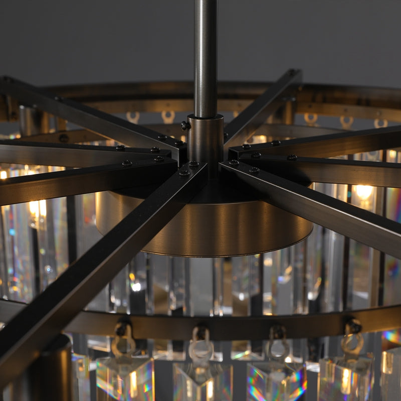 32 Inch Crystal Prism Round Chandelier - Rhys