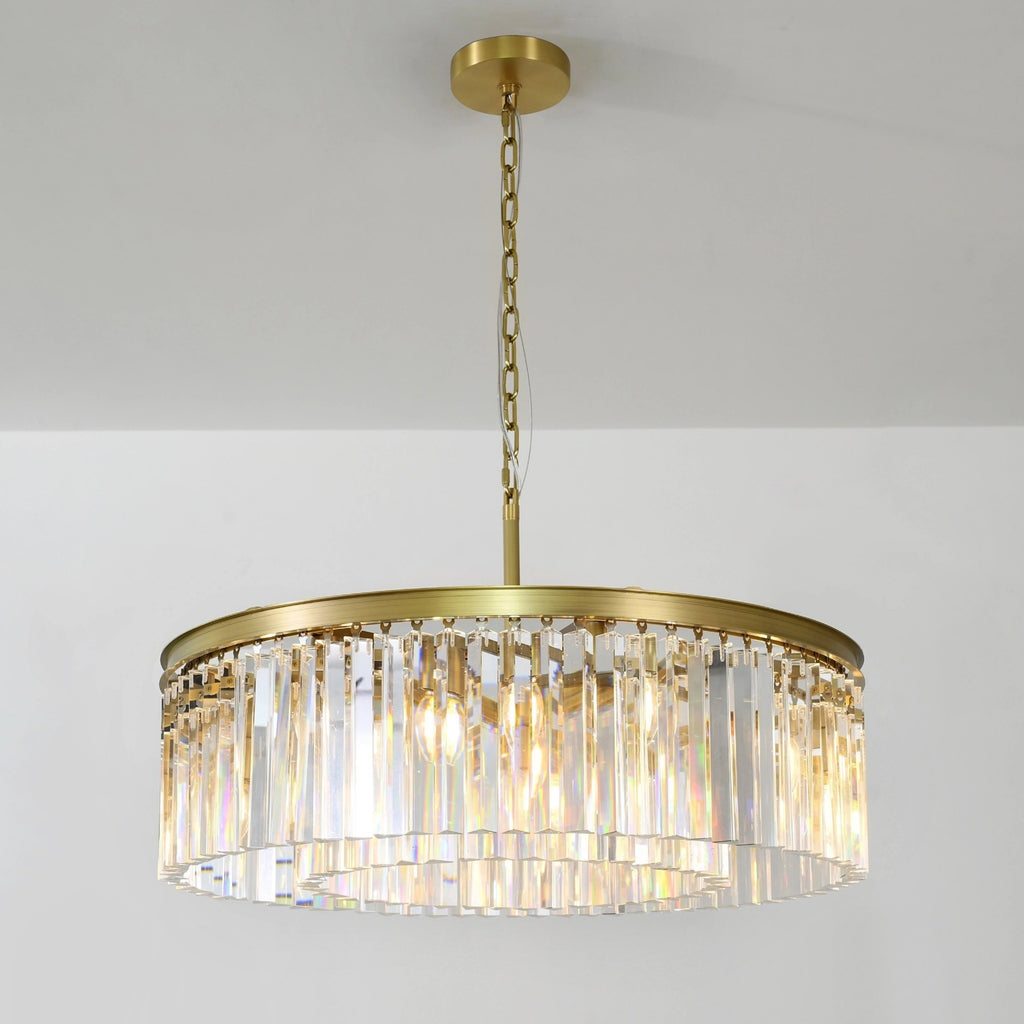32 Inch Crystal Prism Round Chandelier - Rhys