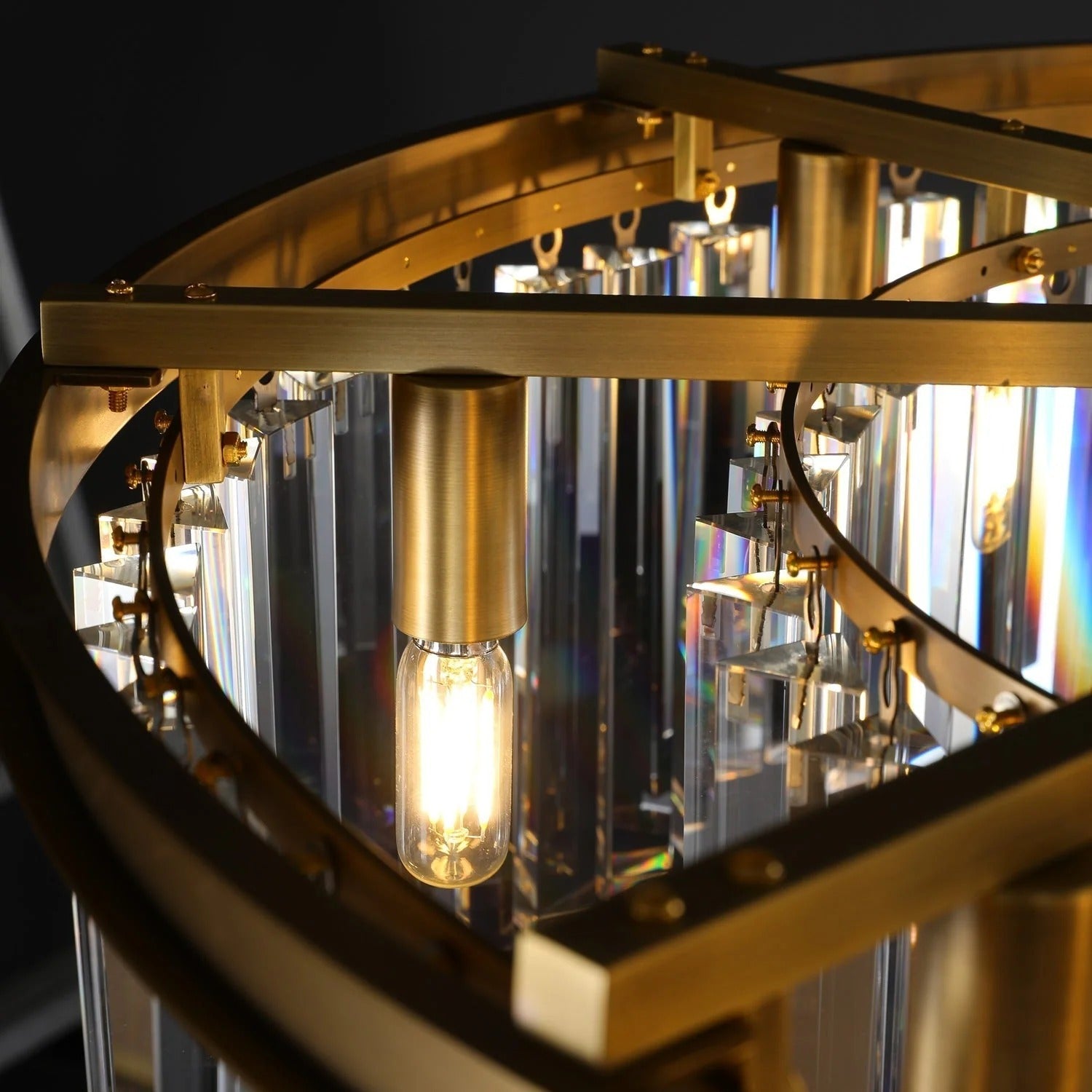 32 Inch Crystal Prism Round Chandelier - Rhys