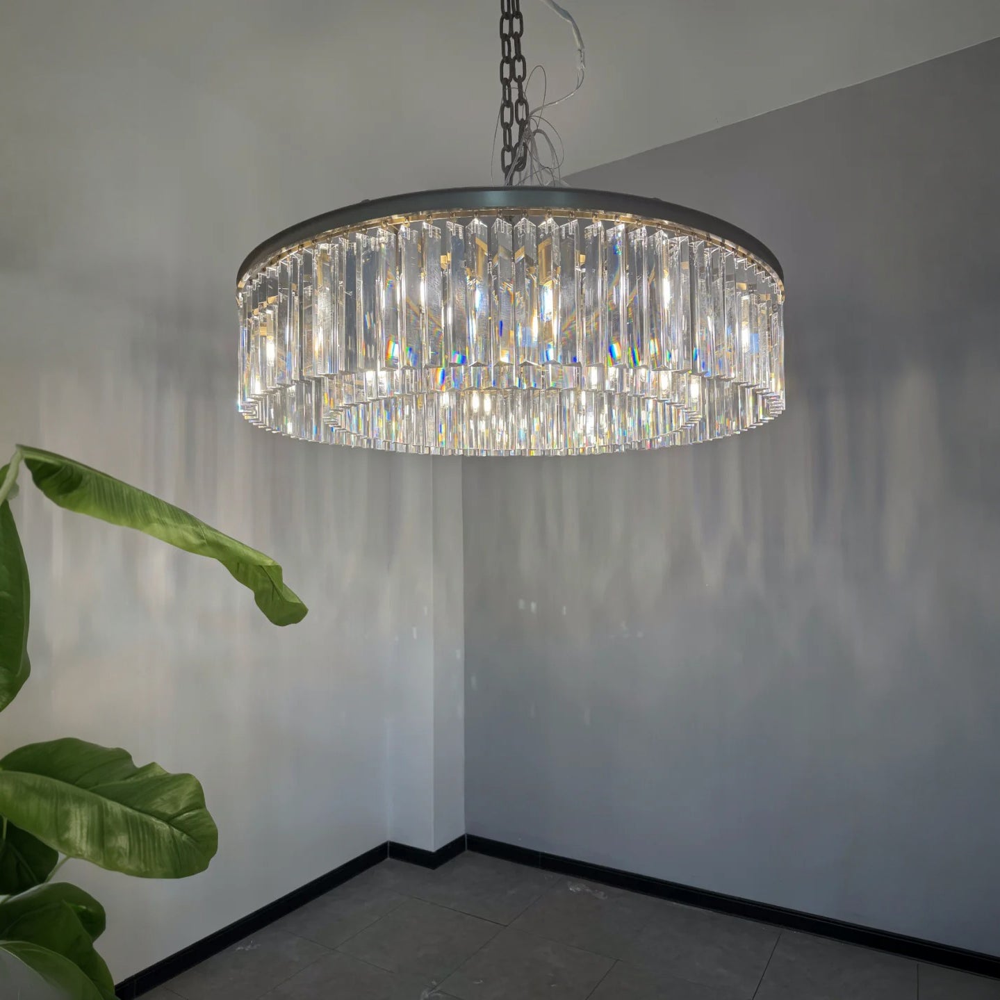 43 Inch Cristal Prism Round Chandelier - Rhys