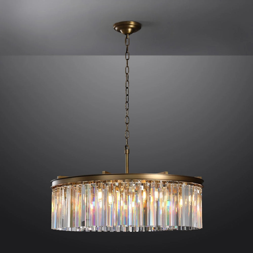 32 Inch Crystal Prism Round Chandelier - Rhys