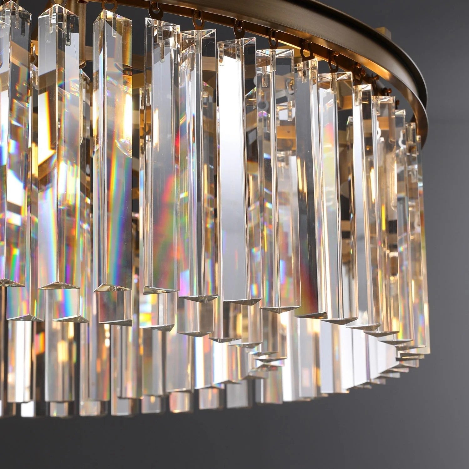32 Inch Crystal Prism Round Chandelier - Rhys