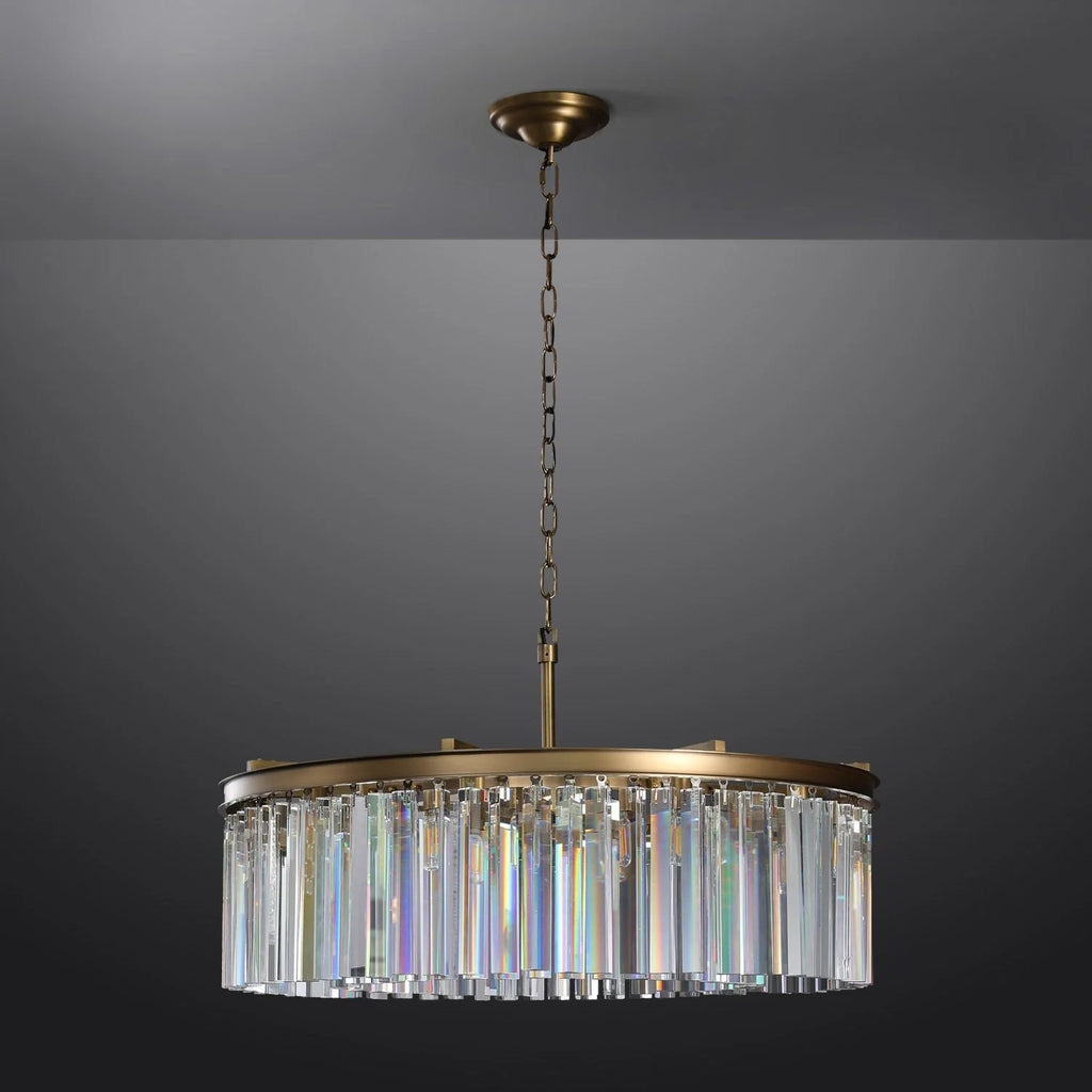 32 Inch Crystal Prism Round Chandelier - Rhys