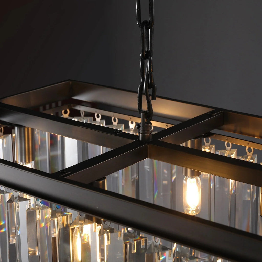 49 Inch Crystal Prism Rectangular Chandelier - Rhys