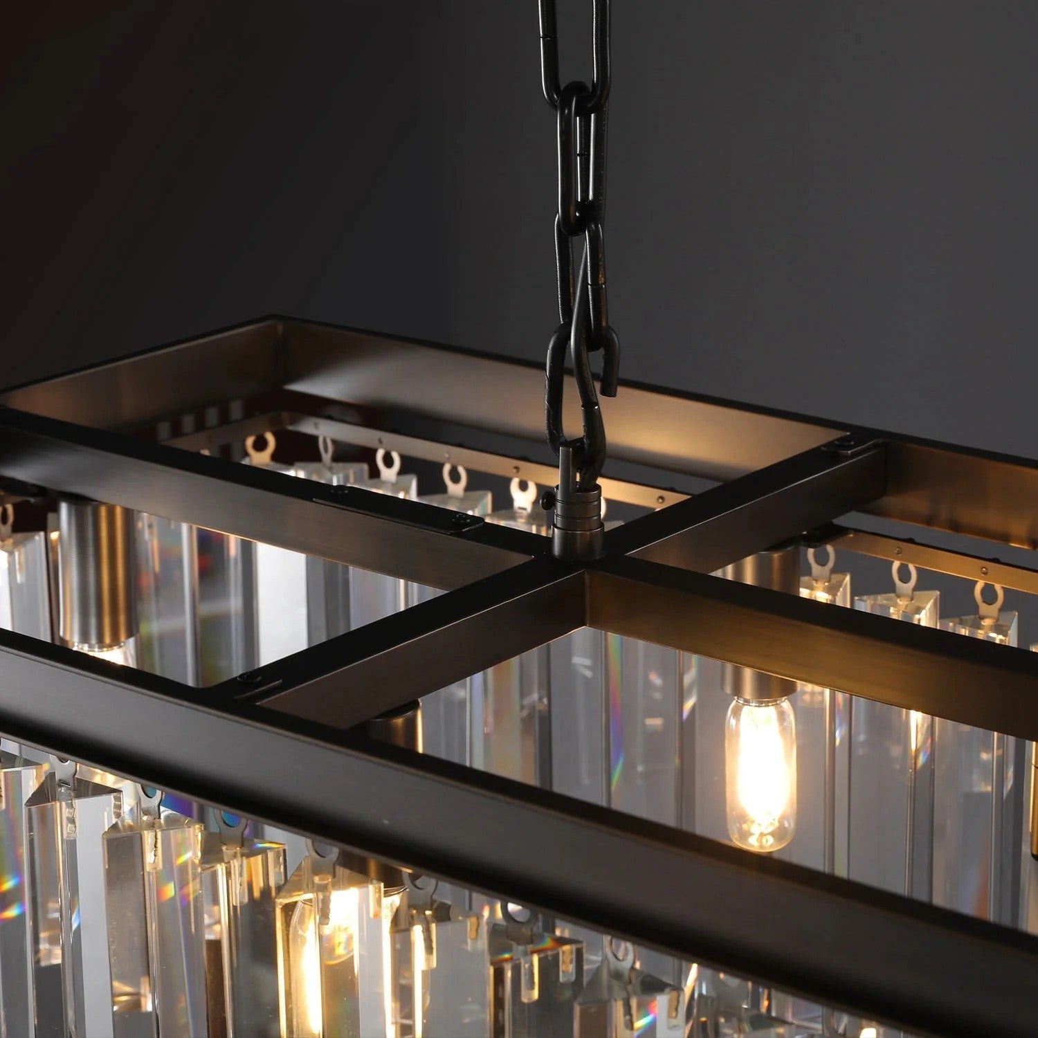 49 Inch Crystal Prism Rectangular Chandelier - Rhys