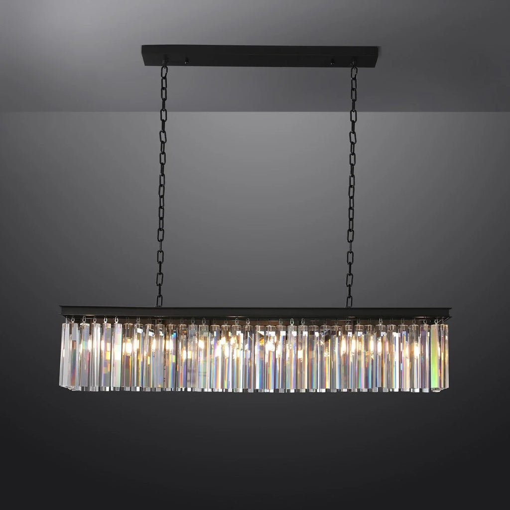 49 Inch Crystal Prism Rectangular Chandelier - Rhys