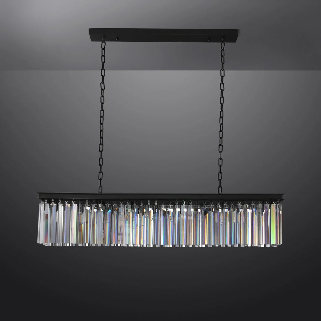 49 Inch Crystal Prism Rectangular Chandelier - Rhys