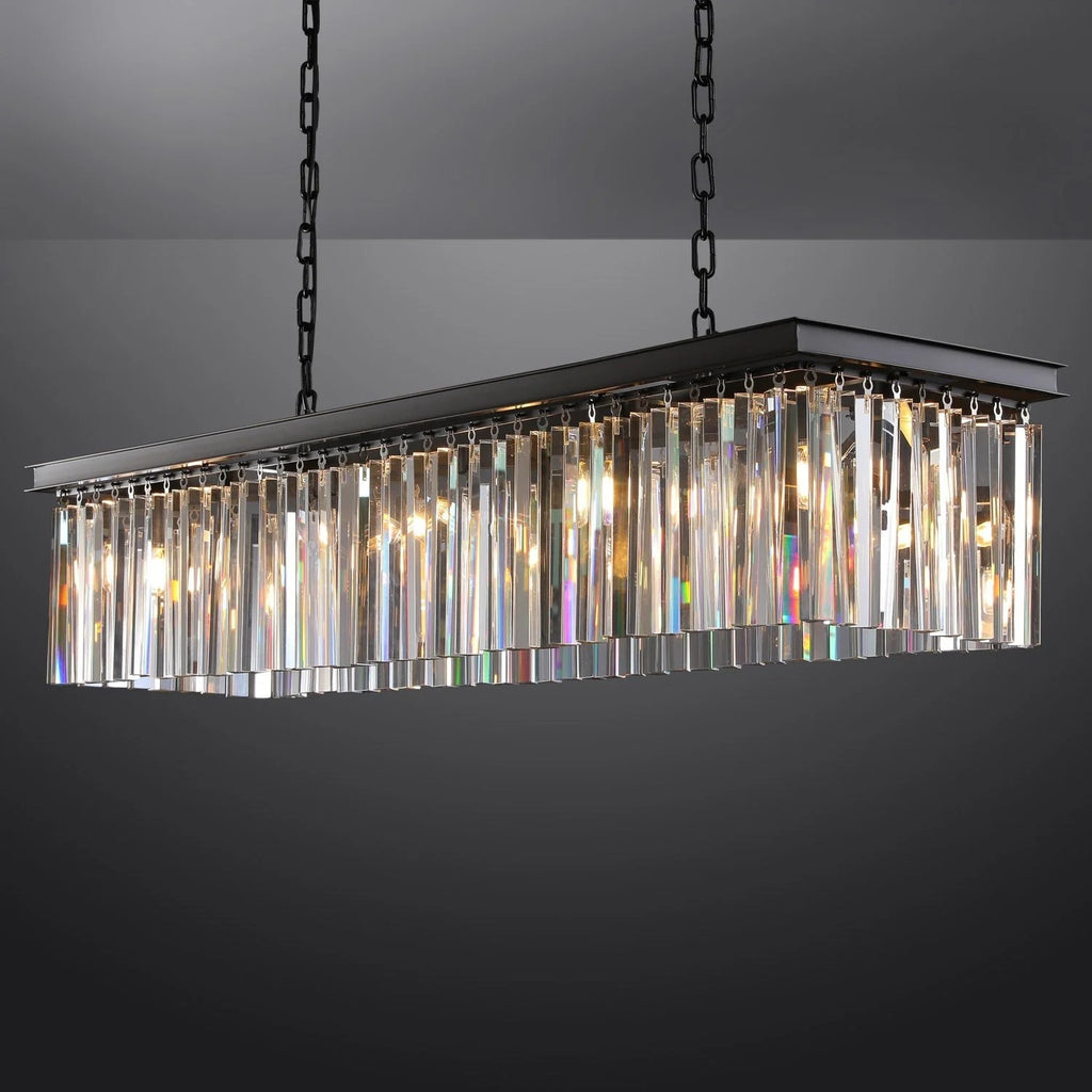 49 Inch Crystal Prism Rectangular Chandelier - Rhys