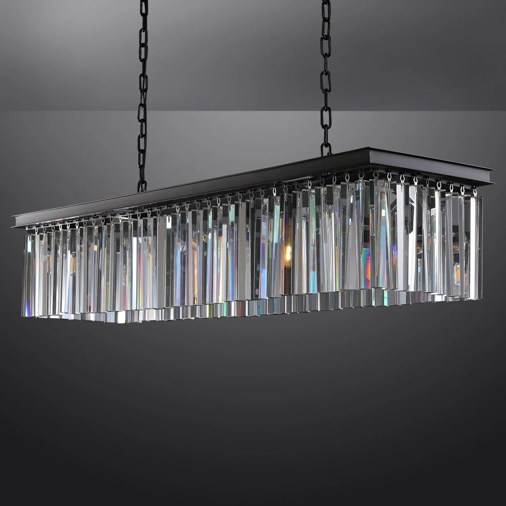 49 Inch Crystal Prism Rectangular Chandelier - Rhys