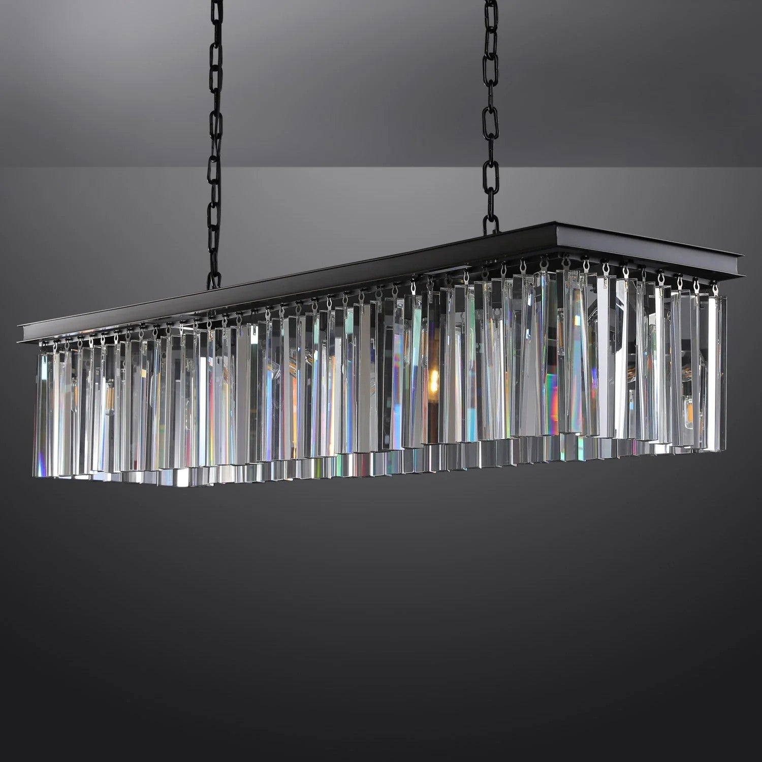 49 Inch Crystal Prism Rectangular Chandelier - Rhys