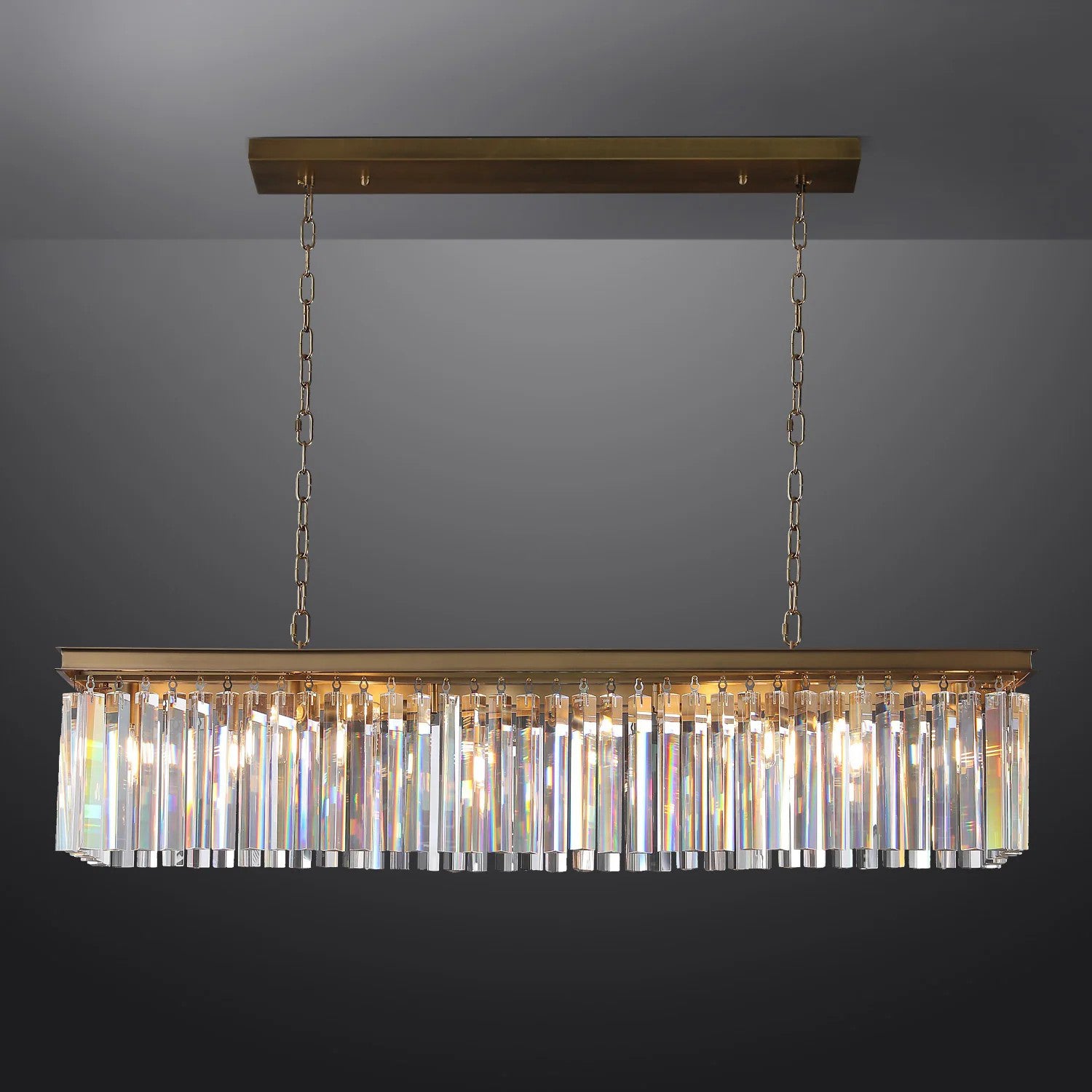 49 Inch Cristal Prism Rectangular Chandelier - Rhys