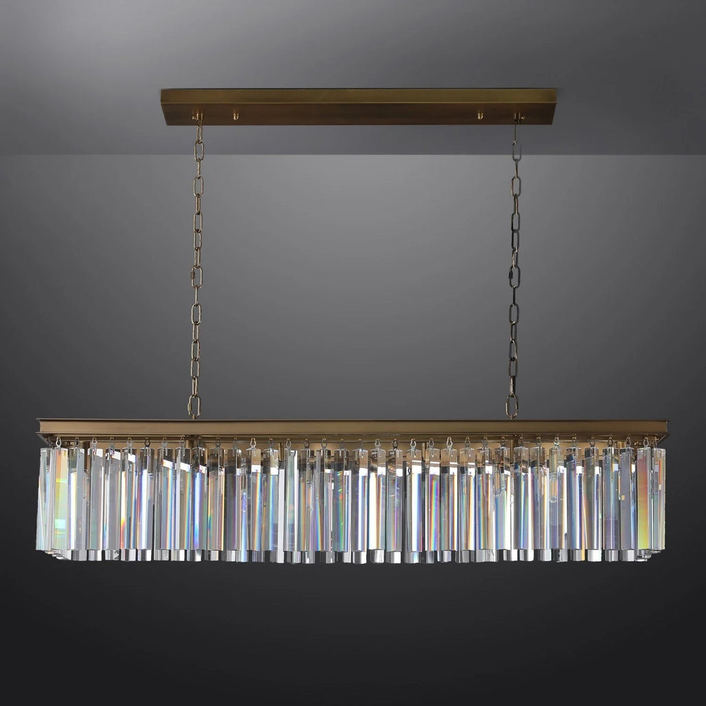 49 Inch Crystal Prism Rectangular Chandelier - Rhys