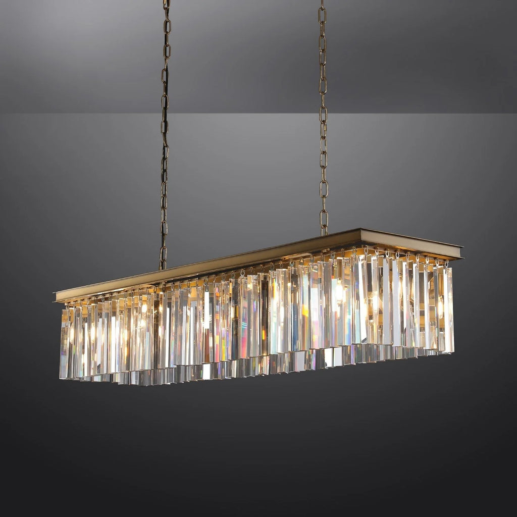 49 Inch Crystal Prism Rectangular Chandelier - Rhys