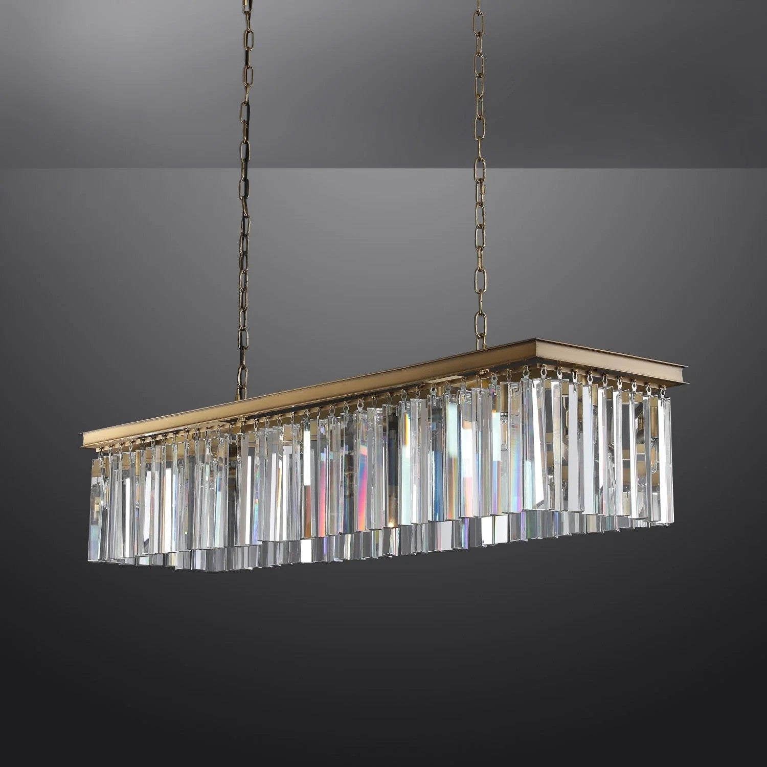 49 Inch Cristal Prism Rectangular Chandelier - Rhys