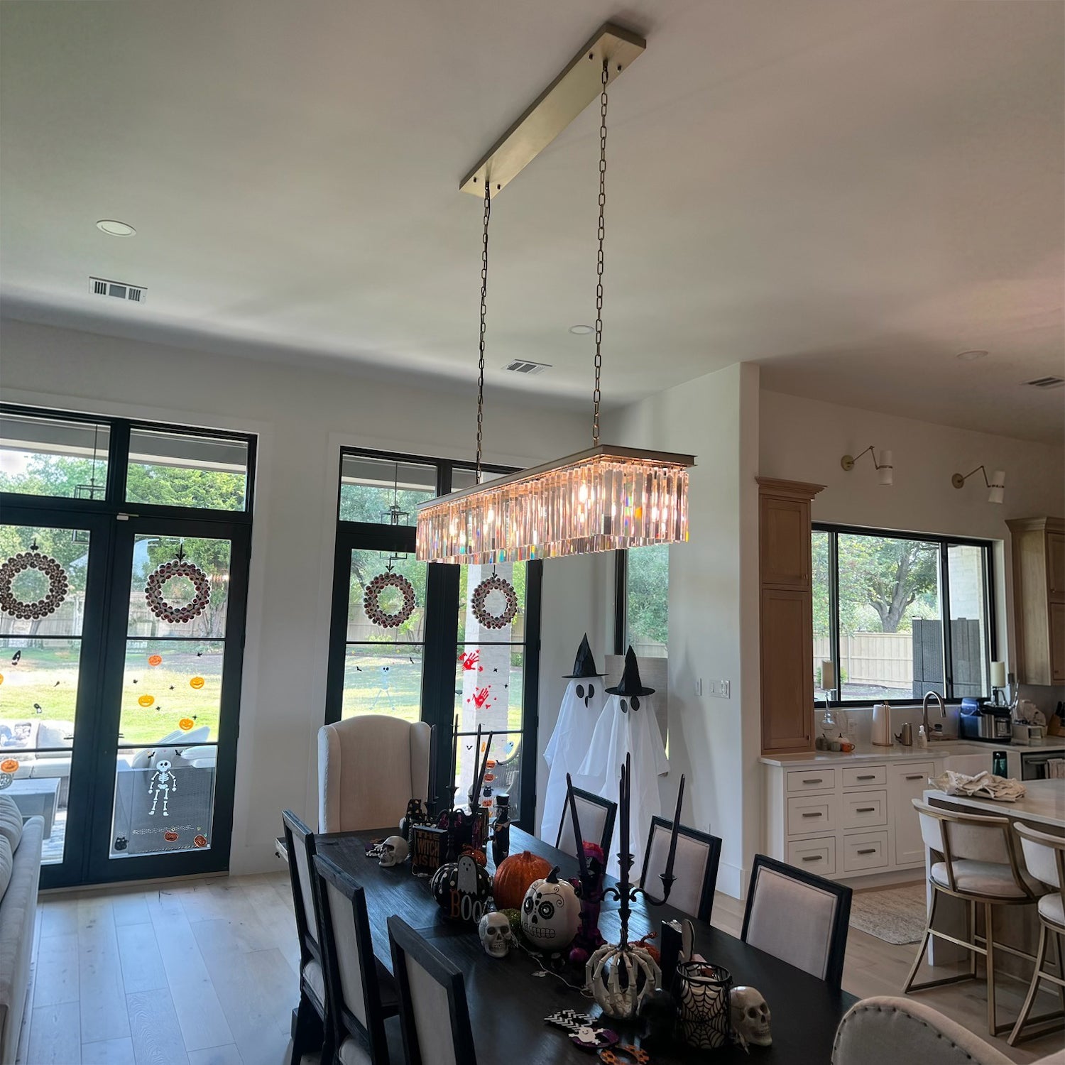 49 Inch Crystal Prism Rectangular Chandelier - Rhys