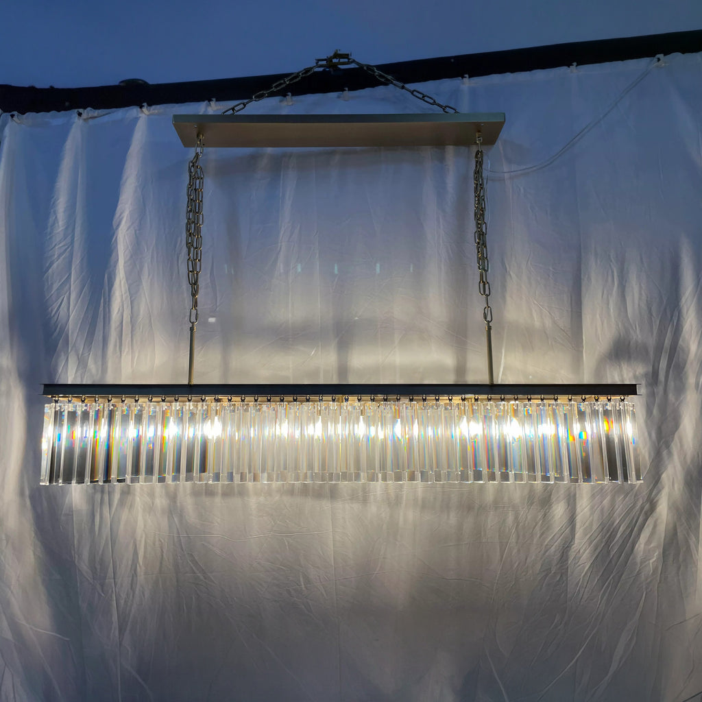 60 Inch Crystal Prism Rectangular Chandelier - Rhys