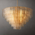 40 Inch Ribbed Clear Glass Tiered Chandelier - Sirene