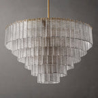 40 Inch Ribbed Clear Glass Tiered Chandelier - Sirene