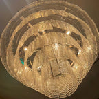 40 Inch Ribbed Clear Glass Tiered Chandelier - Sirene
