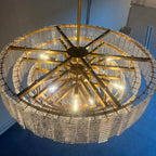 40 Inch Ribbed Clear Glass Tiered Chandelier - Sirene