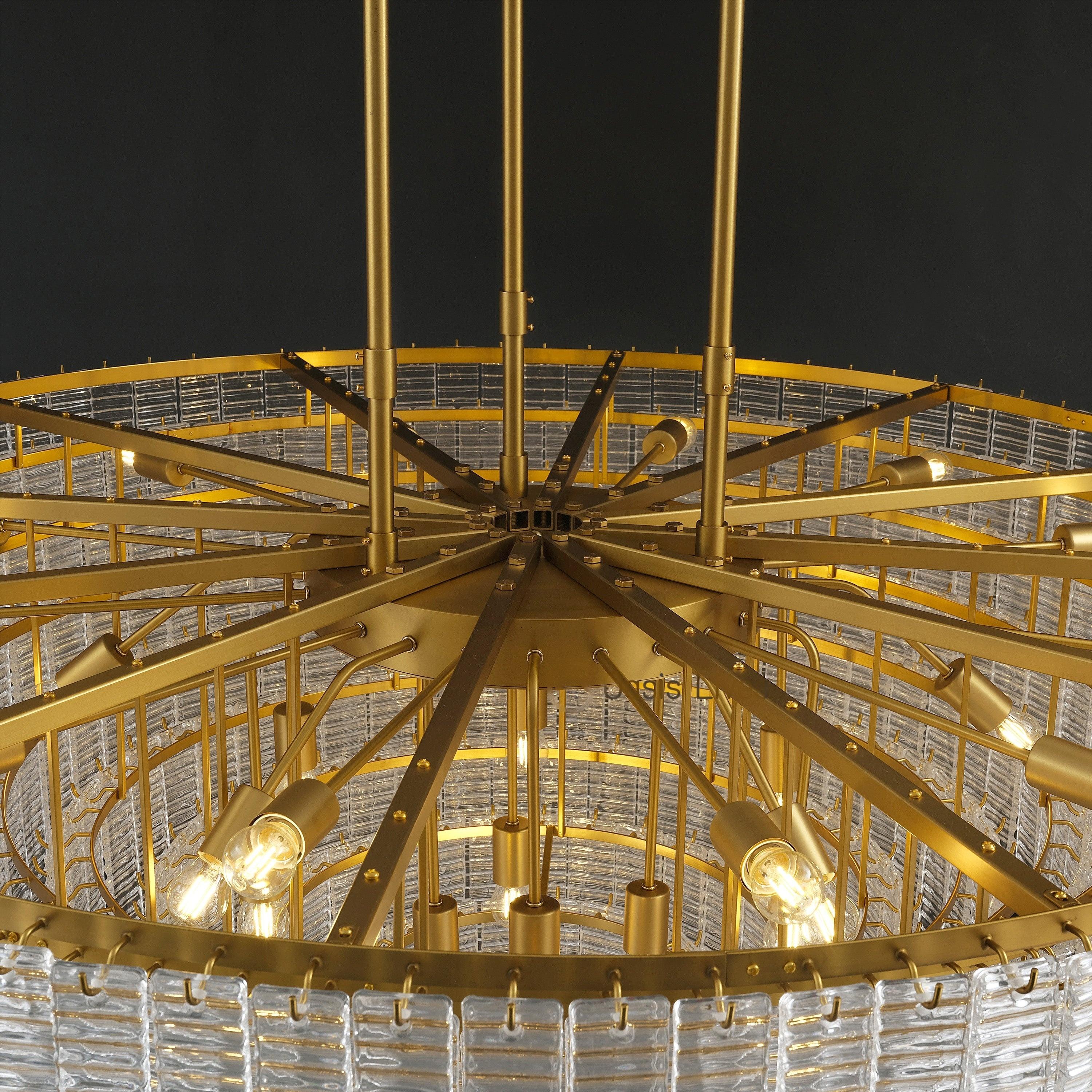 64 Inch Ribbed Smoked Glass Tiered Chandelier - Sirene