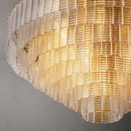 52 Inch Ribbed Clear Glass Tiered Chandelier - Sirene