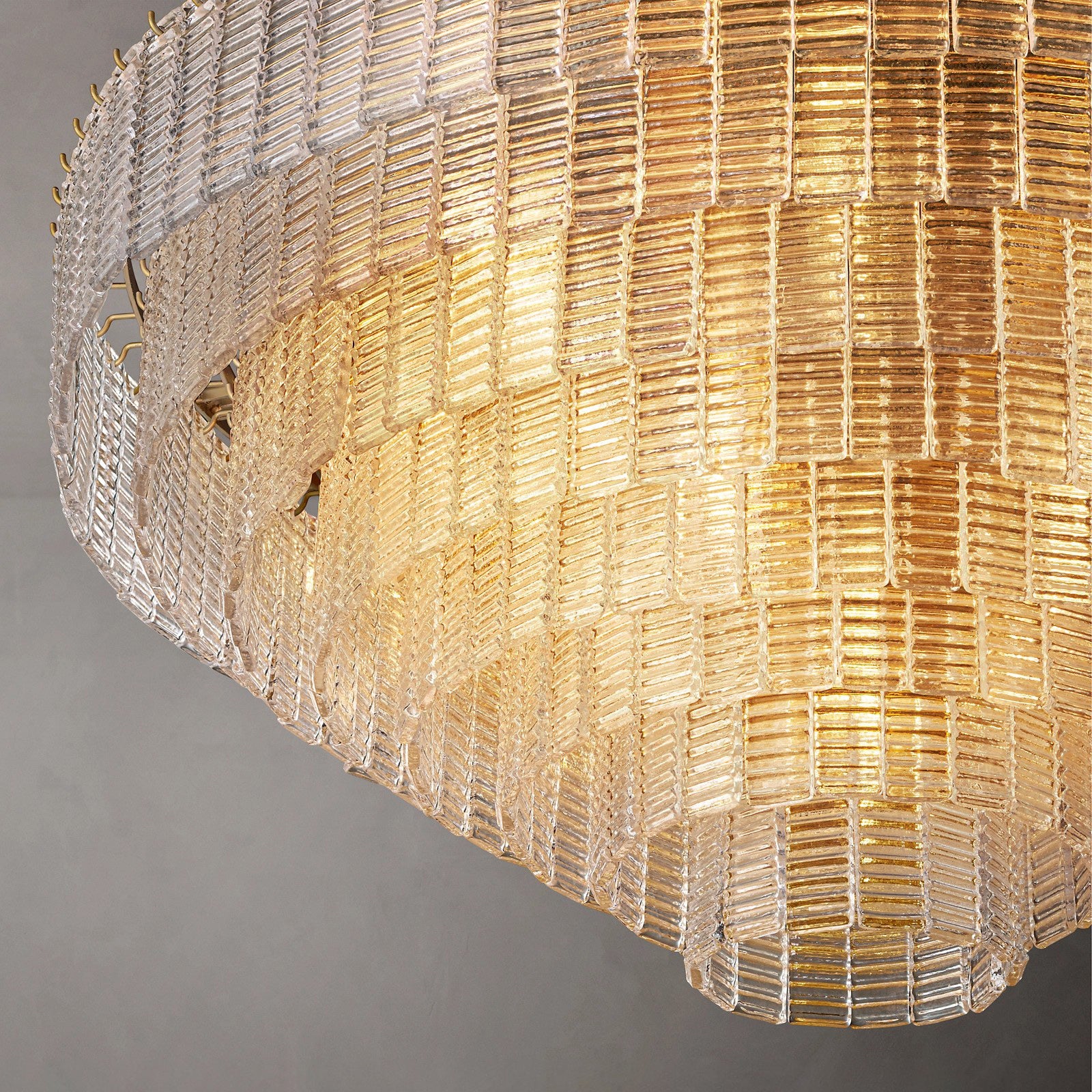 52 Inch Ribbed Clear Glass Tiered Chandelier - Sirene