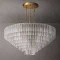 52 Inch Ribbed Clear Glass Tiered Chandelier - Sirene