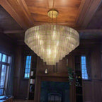 52 Inch Ribbed Clear Glass Tiered Chandelier - Sirene