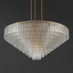 64 Inch Ribbed Clear Glass Tiered Chandelier - Sirene