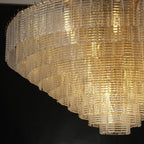 64 Inch Ribbed Clear Glass Tiered Chandelier - Sirene