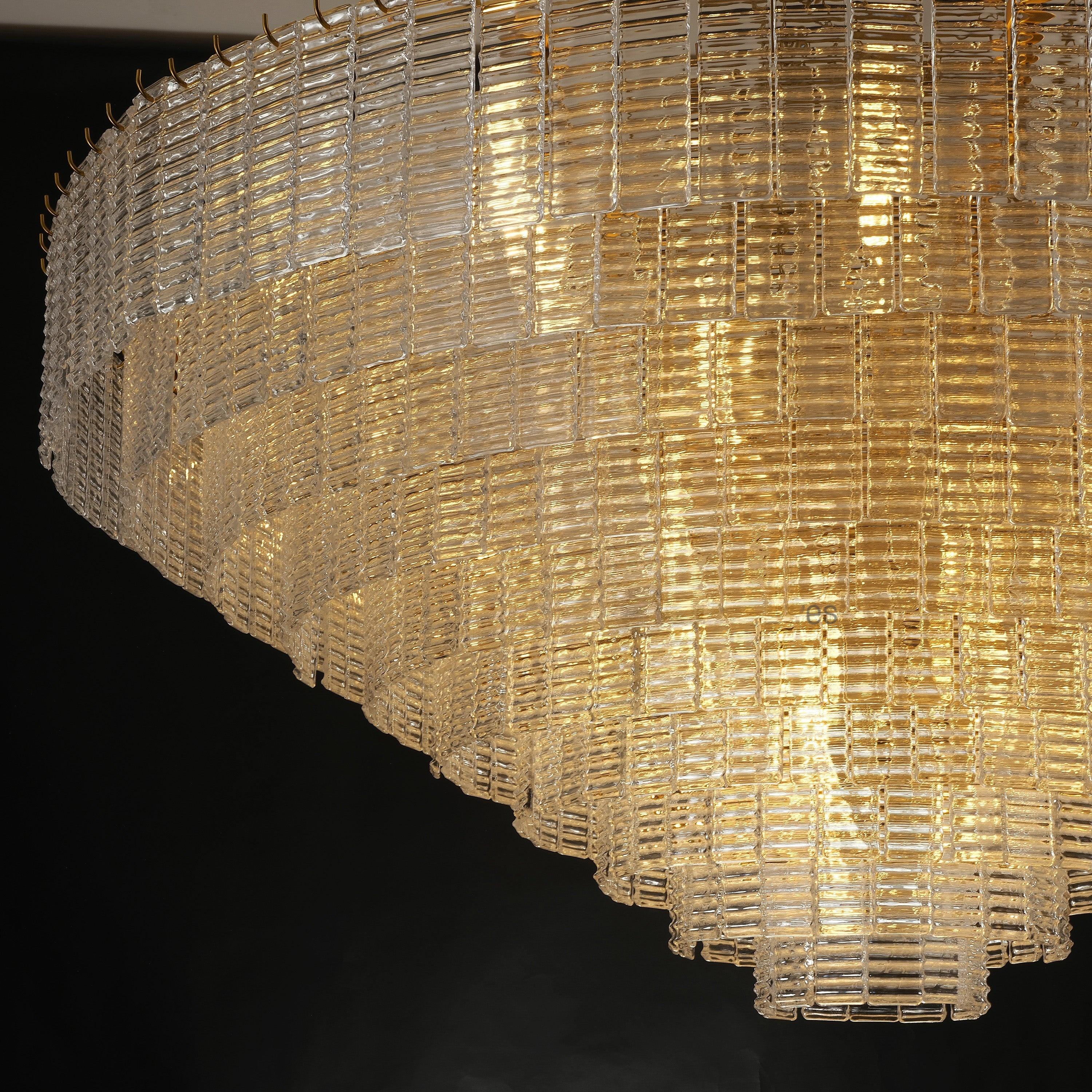 64 Inch Ribbed Clear Glass Tiered Chandelier - Sirene