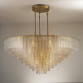 64 Inch Ribbed Clear Glass Tiered Chandelier - Sirene