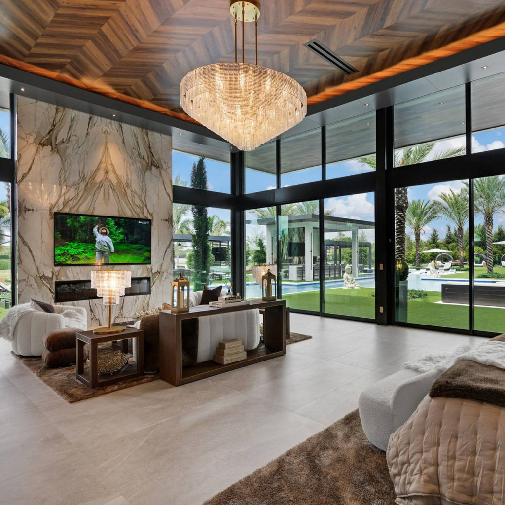 64 Inch Ribbed Clear Glass Tiered Chandelier - Sirene