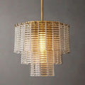 17 Inch Ribbed Clear Glass Tiered Pendant Light - Sirene