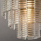 17 Inch Ribbed Clear Glass Tiered Pendant Light - Sirene