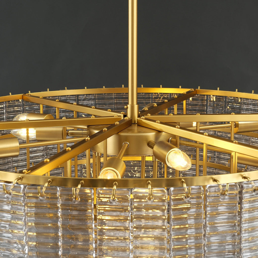 40 Inch Ribbed Smoked Glass Tiered Chandelier - Sirene