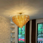 40 Inch Ribbed Smoked Glass Tiered Chandelier - Sirene