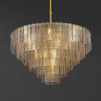 40 Inch Ribbed Smoked Glass Tiered Chandelier - Sirene