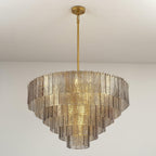 40 Inch Ribbed Smoked Glass Tiered Chandelier - Sirene