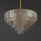 40 Inch Ribbed Smoked Glass Tiered Chandelier - Sirene