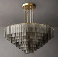 52 Inch Ribbed Smoked Glass Tiered Chandelier - Sirene